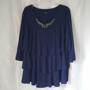 Susan Graver Beaded Ruffle Top